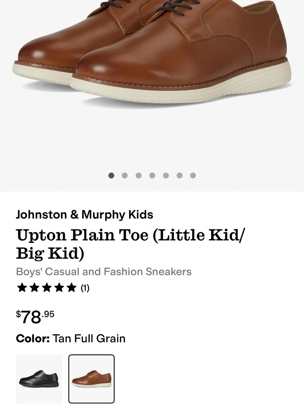 Boys/kids Size 1 Johnston & Murphy Upton Plain Toe Dress Shoes